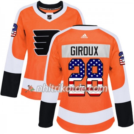 Philadelphia Flyers Trikot Claude Giroux 28 Adidas 2017-2018 Orange USA Flag Fashion Authentic - Dame